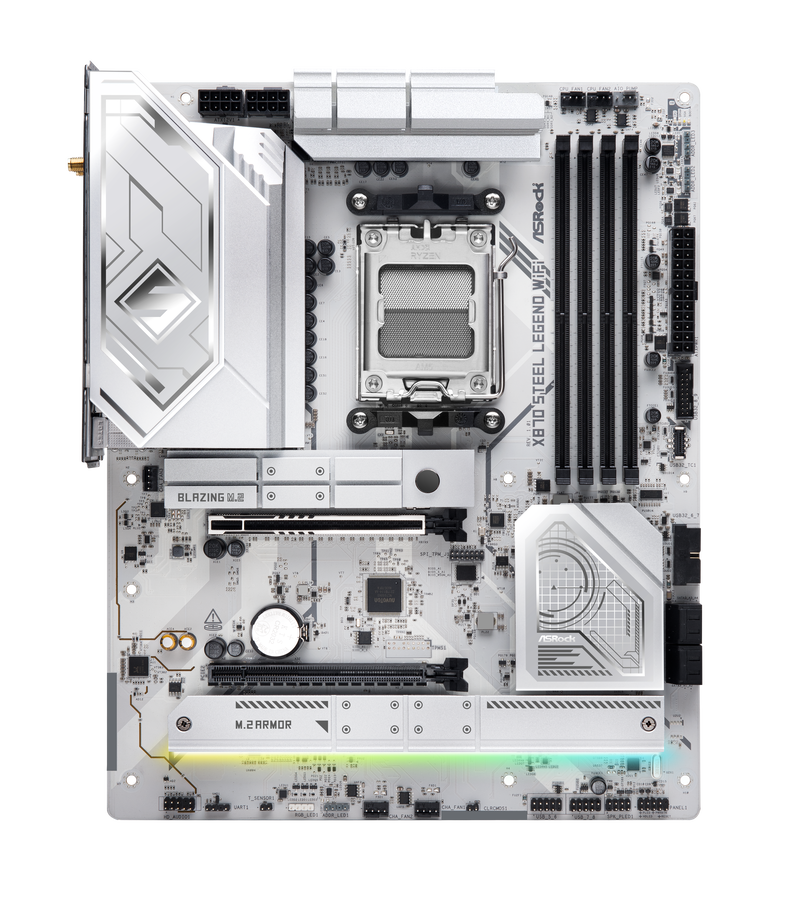 ASRock X870 Steel Legend WiFi hovedkort montert i PC-kabinett