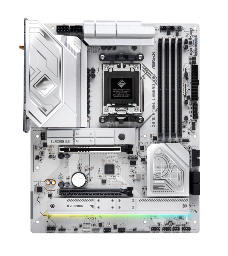 Nærbilde av PCIe 5.0 spor på ASRock X870 Steel Legend WiFi