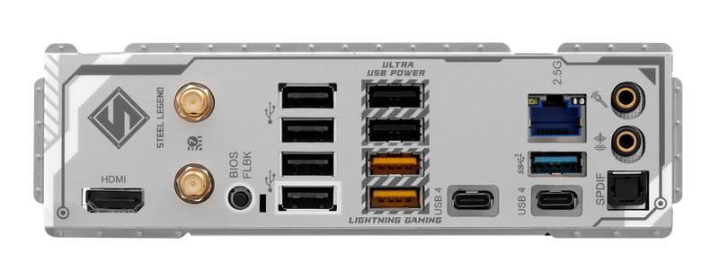 USB-porter på ASRock X870 Steel Legend WiFi hovedkort