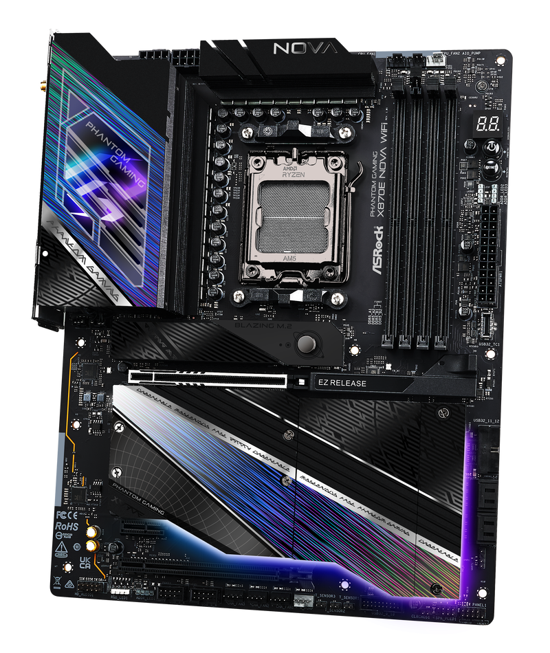 ASRock X870E Nova WiFi hovedkort detalj av PCIe-spor