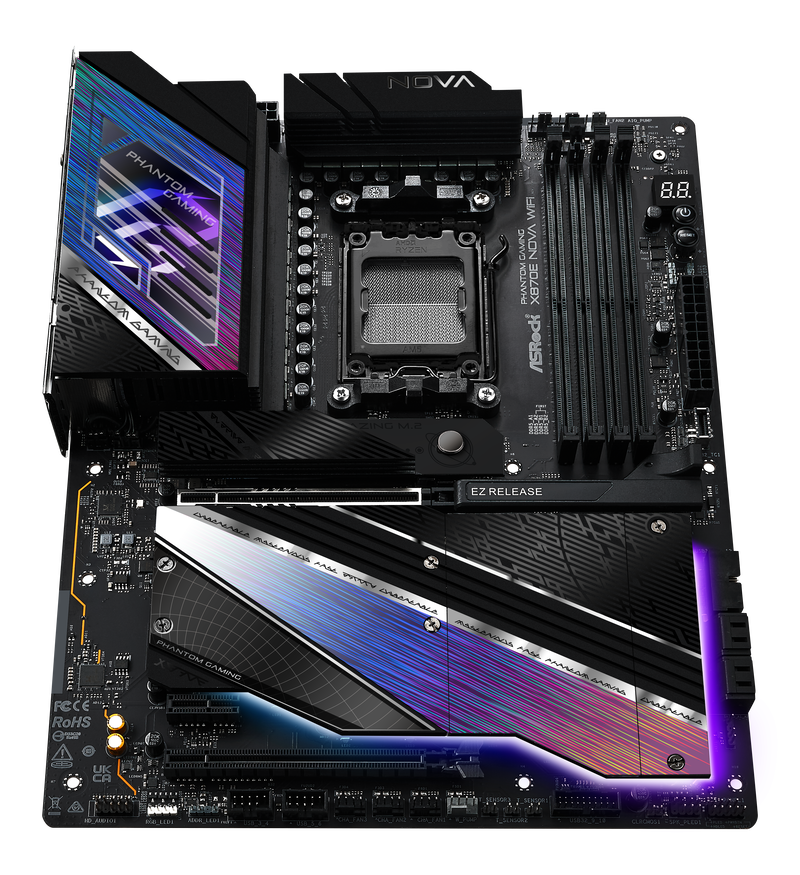 ASRock X870E Nova WiFi hovedkort USB-porter nærbilde