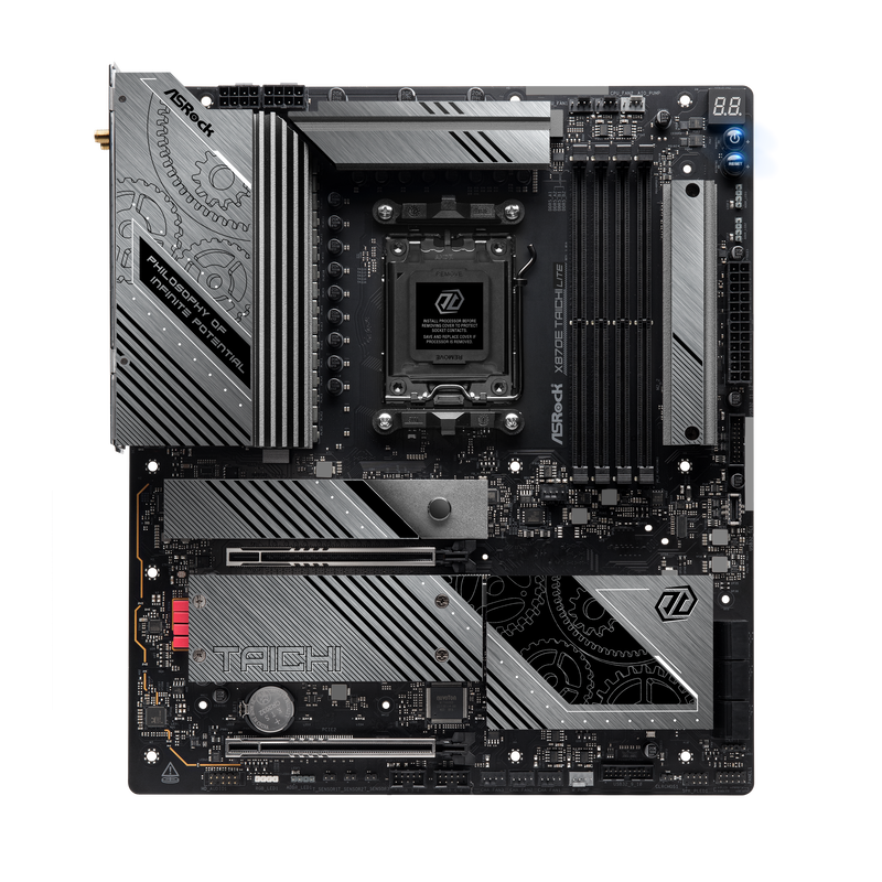 Montert ASRock X870E Taichi Lite i PC-kabinett