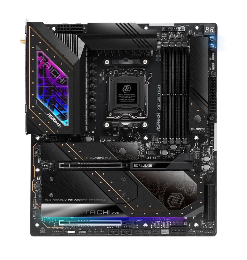 Montert ASRock X870E Taichi hovedkort i gaming-PC