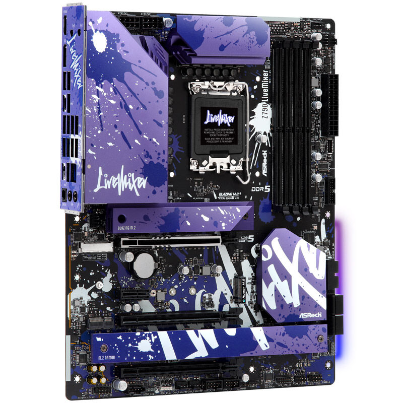 Bakside av ASRock Z790 LiveMixer hovedkort ATX LGA 1700 DDR5 PCIe 5.0