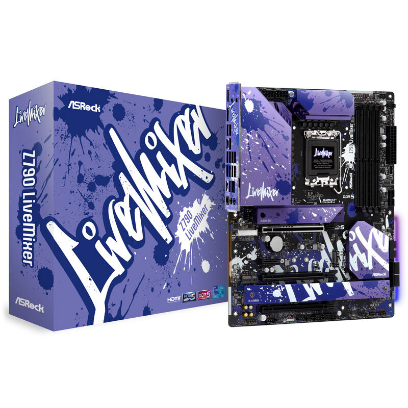 Forfra av ASRock Z790 LiveMixer hovedkort ATX LGA 1700 DDR5 PCIe 5.0