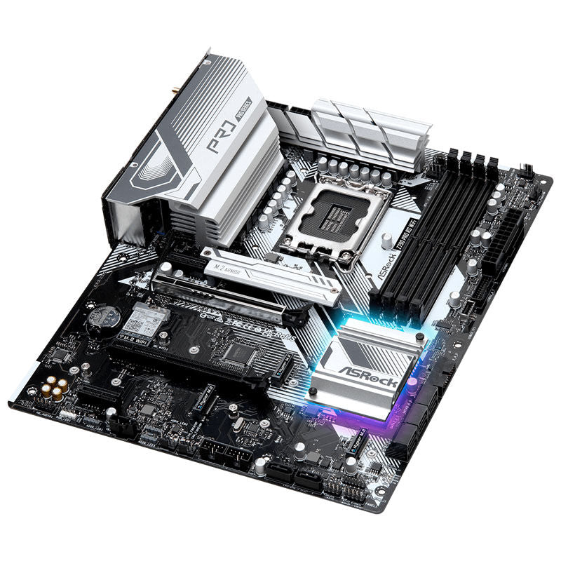 Nærbilde av DDR5-minnespor på ASRock Z790 Pro RS WiFi hovedkort