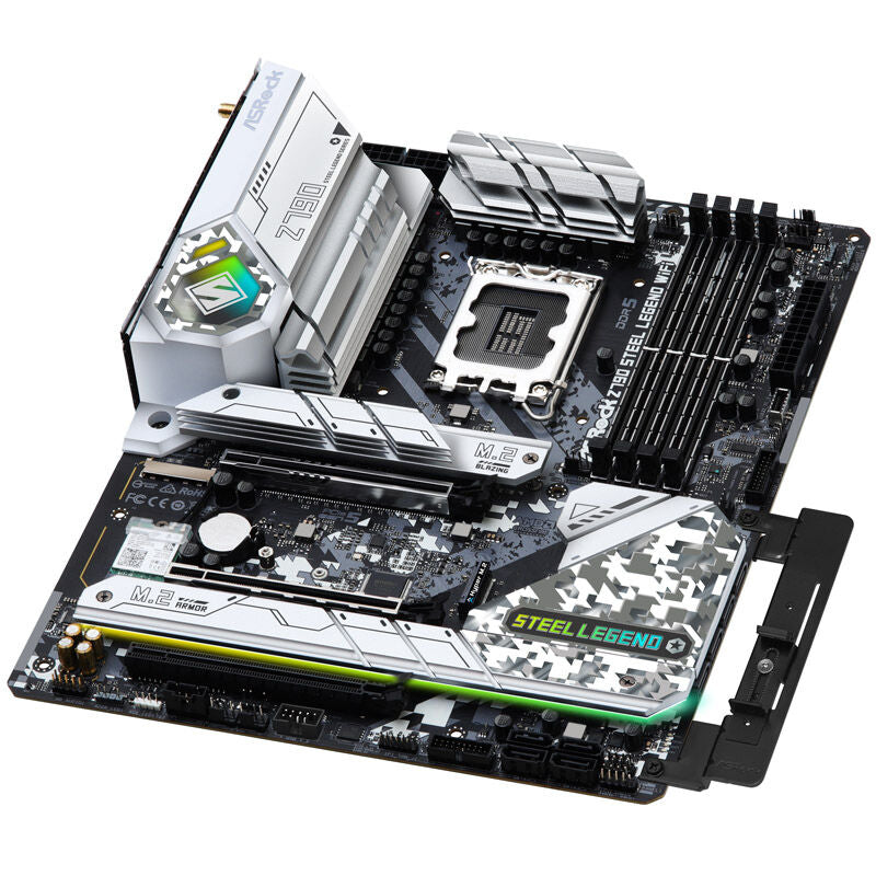 ASRock Z790 Steel Legend WiFi hovedkort montert i PC-kabinett