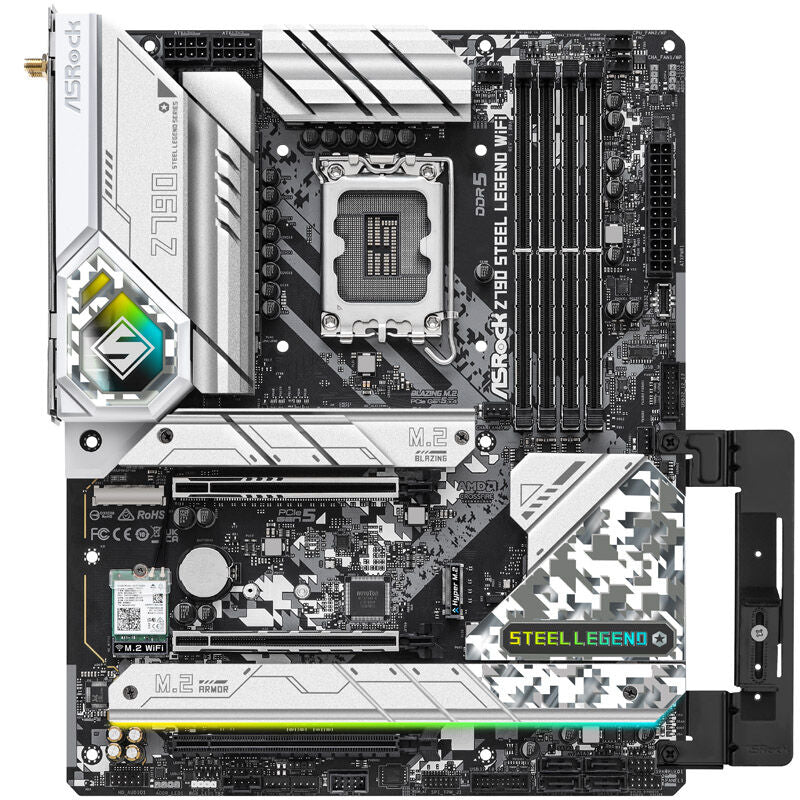 Detalj av ASRock Z790 Steel Legend WiFi hovedkort PCIe-spor