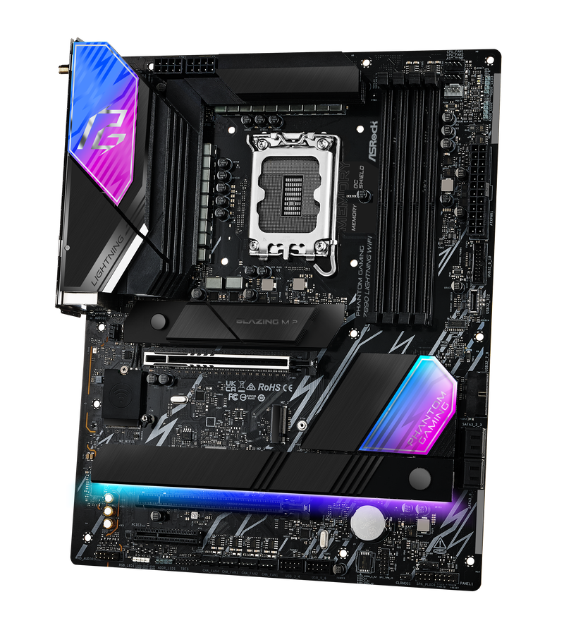 Detalj av ASRock Z890 Lightning WiFi hovedkort