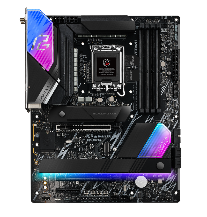 Nærbilde av PCIe-spor på ASRock Z890 Lightning WiFi hovedkort