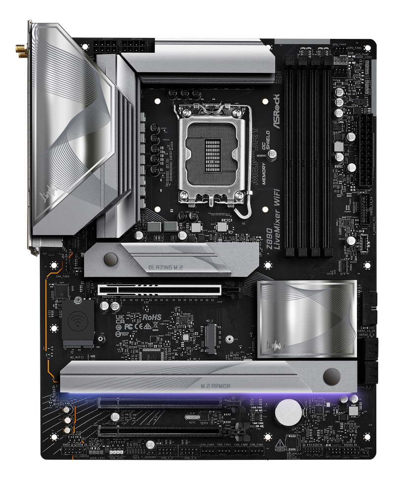 ASRock Z890 LiveMixer WiFi hovedkort montert i PC
