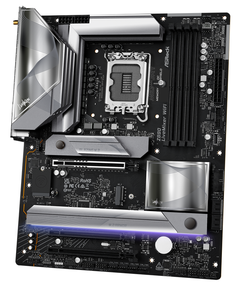 Detalj av ASRock Z890 LiveMixer WiFi hovedkort PCIe-spor
