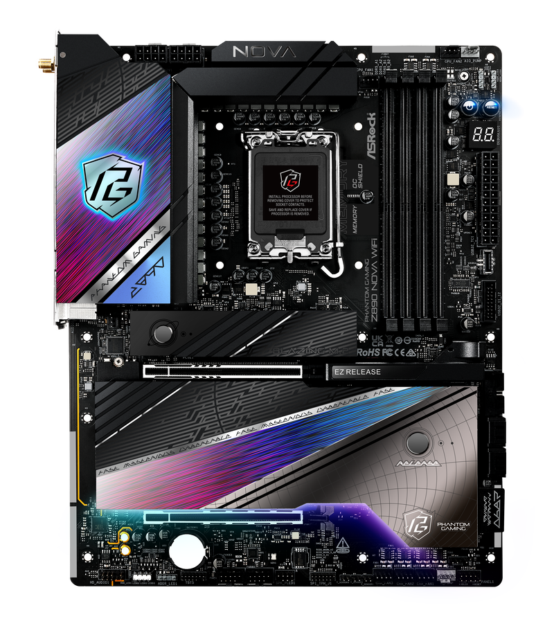 ASRock Z890 Nova WiFi hovedkort montert i PC-kabinett