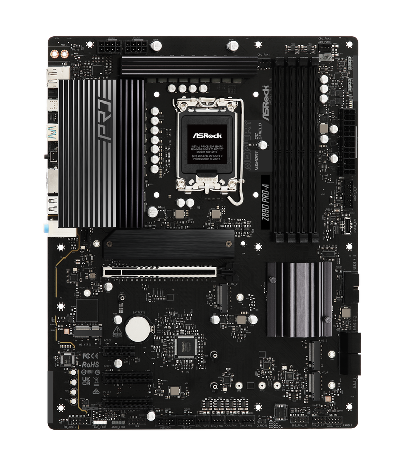 Montert ASRock Z890 PRO-A hovedkort i PC-kabinett