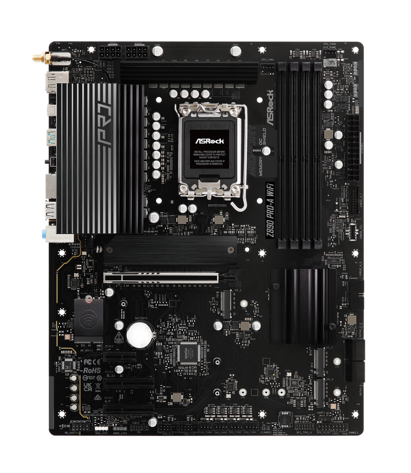 Nærbilde av PCIe-spor på ASRock Z890 Pro-A WiFi hovedkort