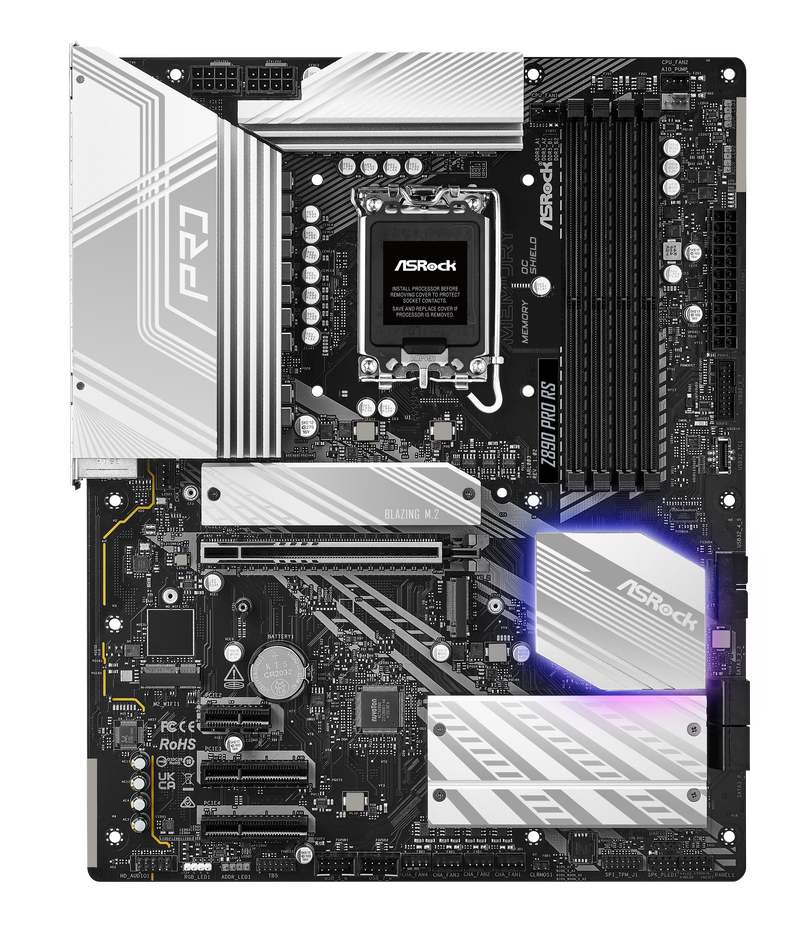Detaljbilde av ASRock Z890 Pro RS hovedkortets PCIe-sokkel