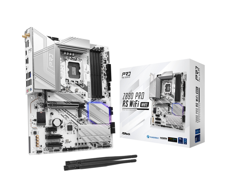 ASRock Z890 Pro RS WiFi White hovedkort forfra