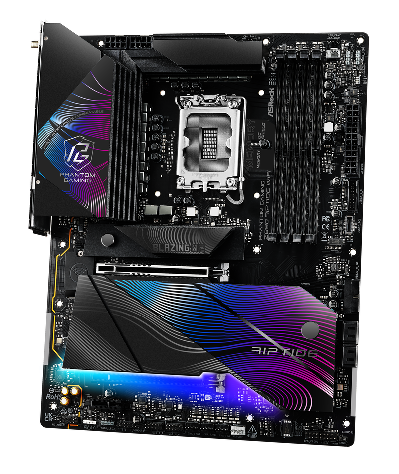 Detalj av ASRock Z890 Riptide WiFi hovedkort