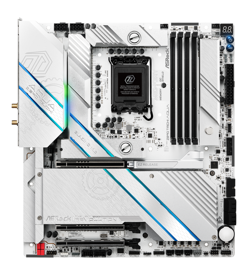 ASRock Z890 Taichi AQUA hovedkort montert i PC
