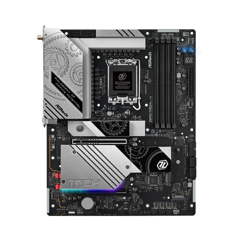 Montert ASRock Z890 Taichi Lite hovedkort i PC-kasse
