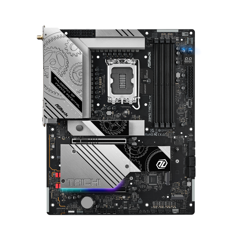 Detalj av ASRock Z890 Taichi Lite hovedkortets PCIe 5.0 slot