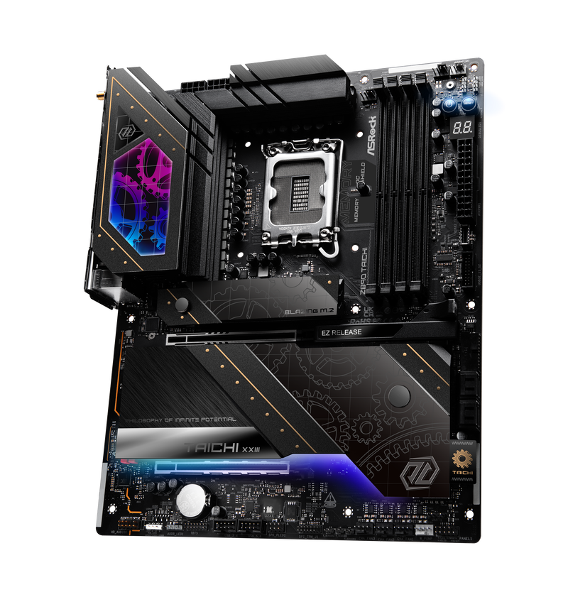 Montert ASRock Z890 Taichi hovedkort i PC
