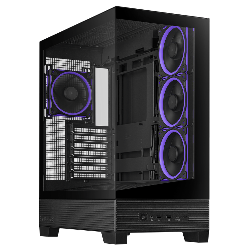 ASUS A31 Plus TG ARGB kabinett midtårn ATX hvit bakside