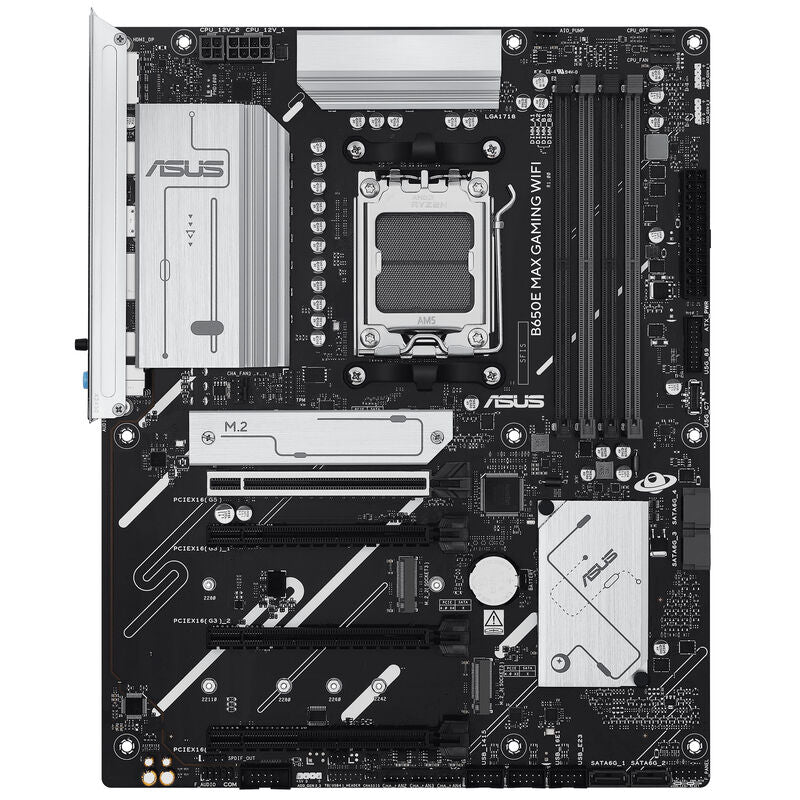 Detalj av ASUS B650E Max Gaming WiFi hovedkort