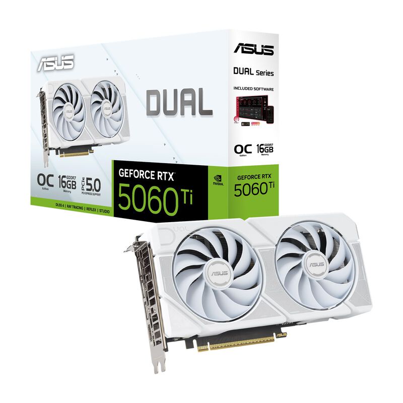 ASUS Dual RTX 5060 Ti White OC grafikkort forfra