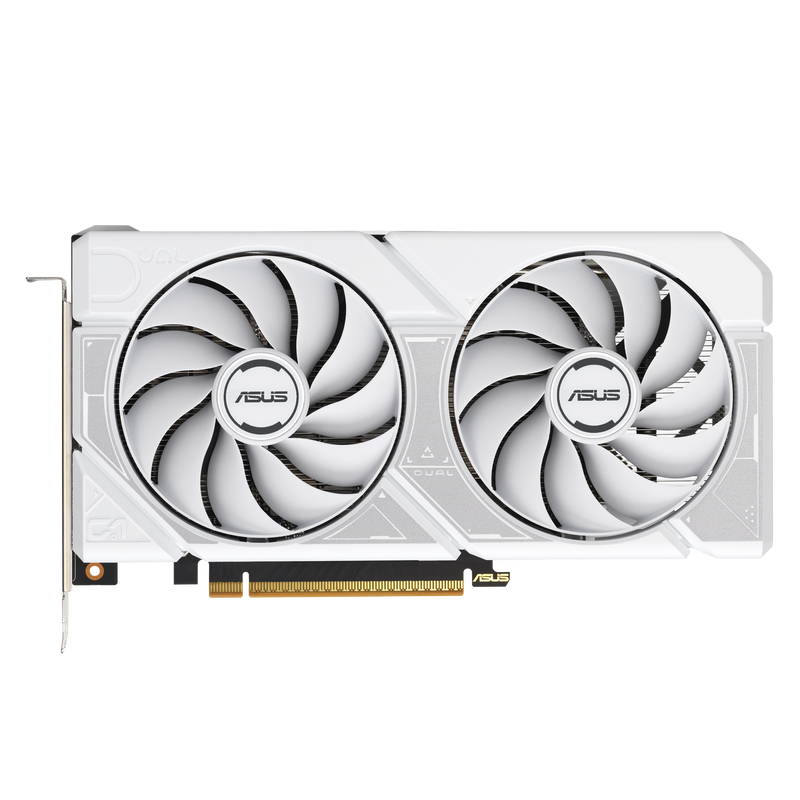 Detaljbilde av ASUS Dual RTX 5060 White OC grafikkort vifte