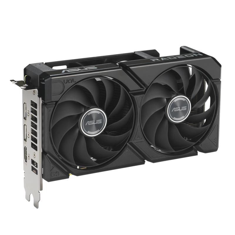 Detalj av ASUS Dual RX 9060 XT grafikkort vifter