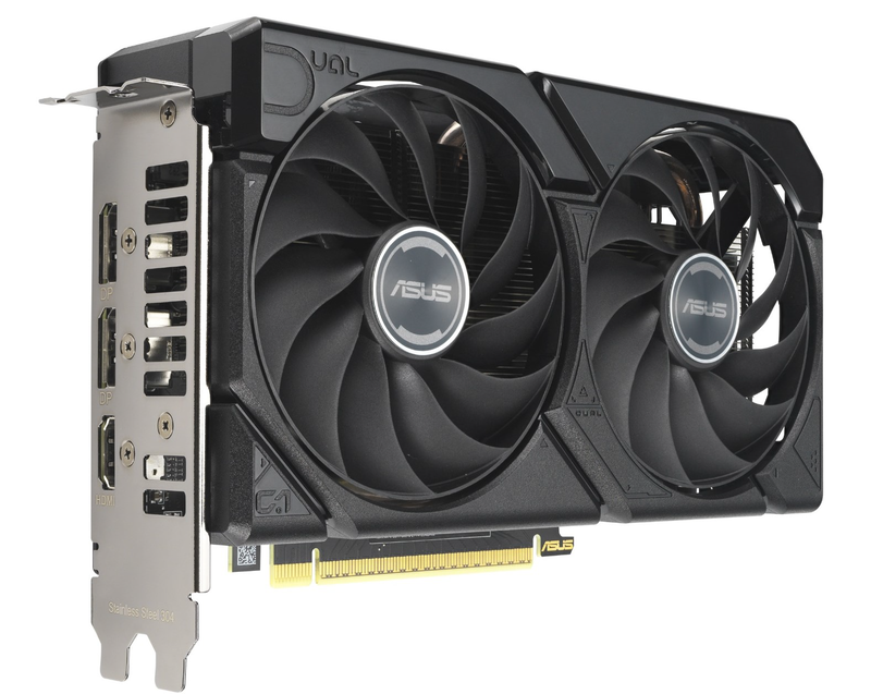 Oversikt ASUS Dual RX 9060 XT grafikkort 16 GB GDDR6 vifter