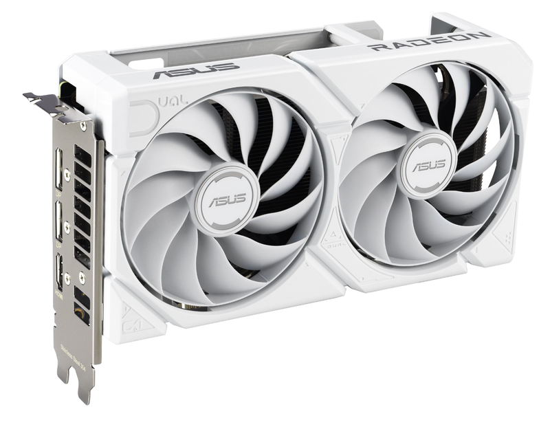 Detalj av ASUS Dual RX 9060 XT White Edition grafikkort vifte