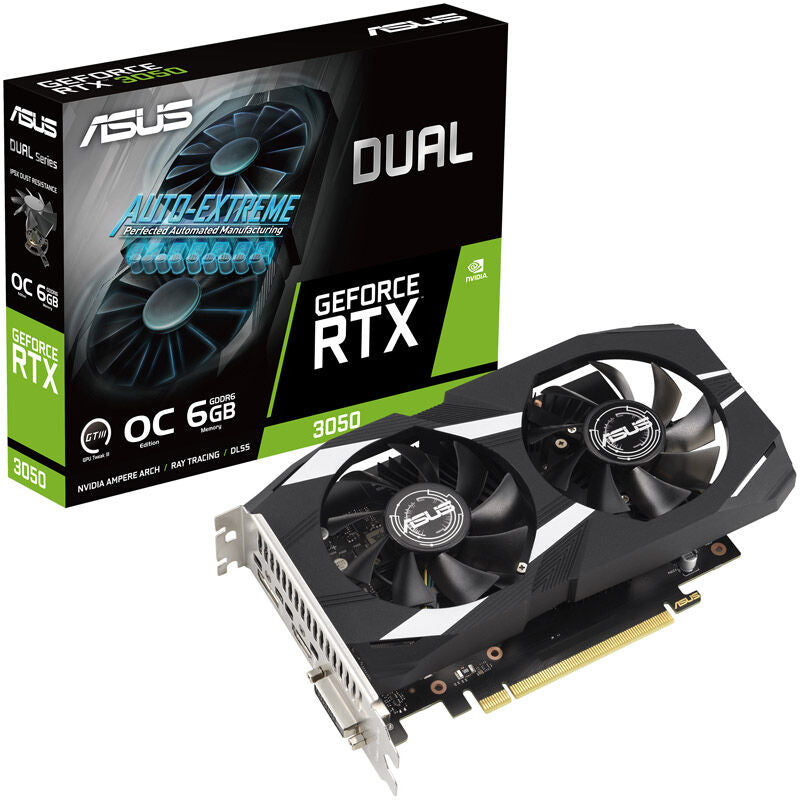 ASUS GeForce RTX 3050 Dual O6G grafikkort forfra