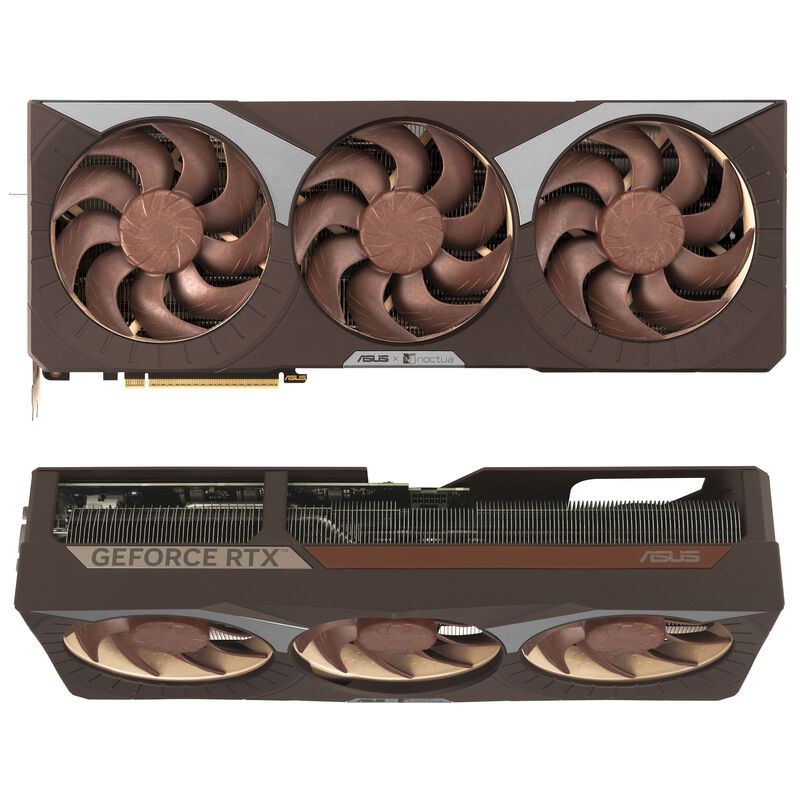 Detalj av ASUS GeForce RTX 5080 Noctua OC Edition kjølerelement