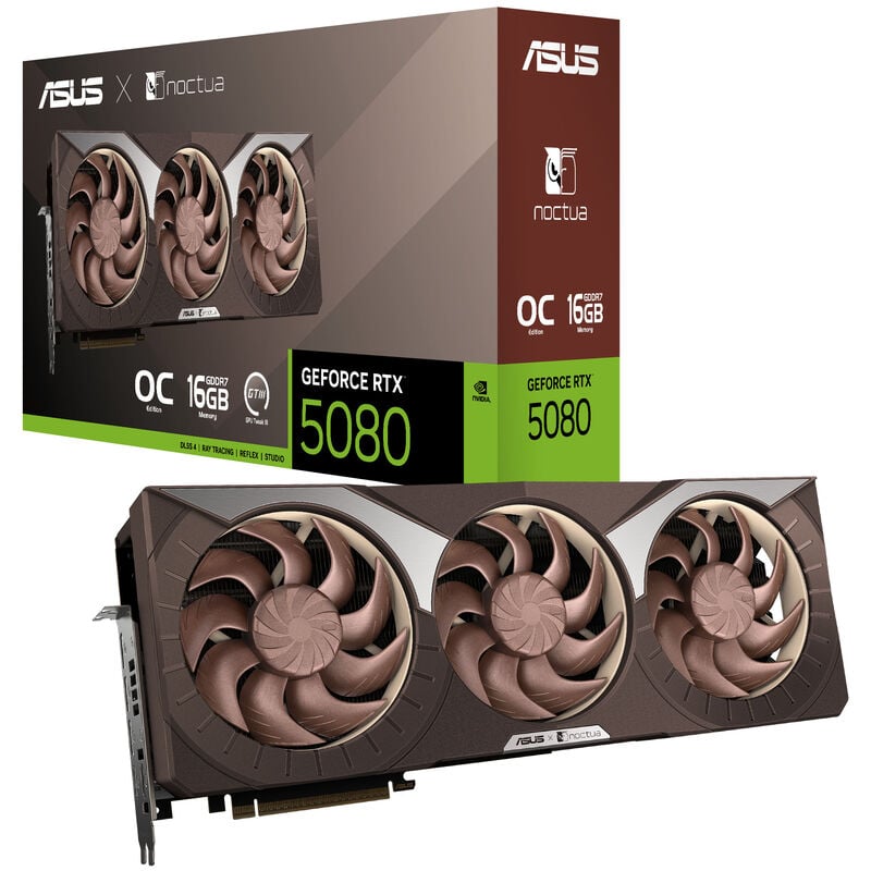 ASUS GeForce RTX 5080 Noctua OC Edition grafikkort forfra