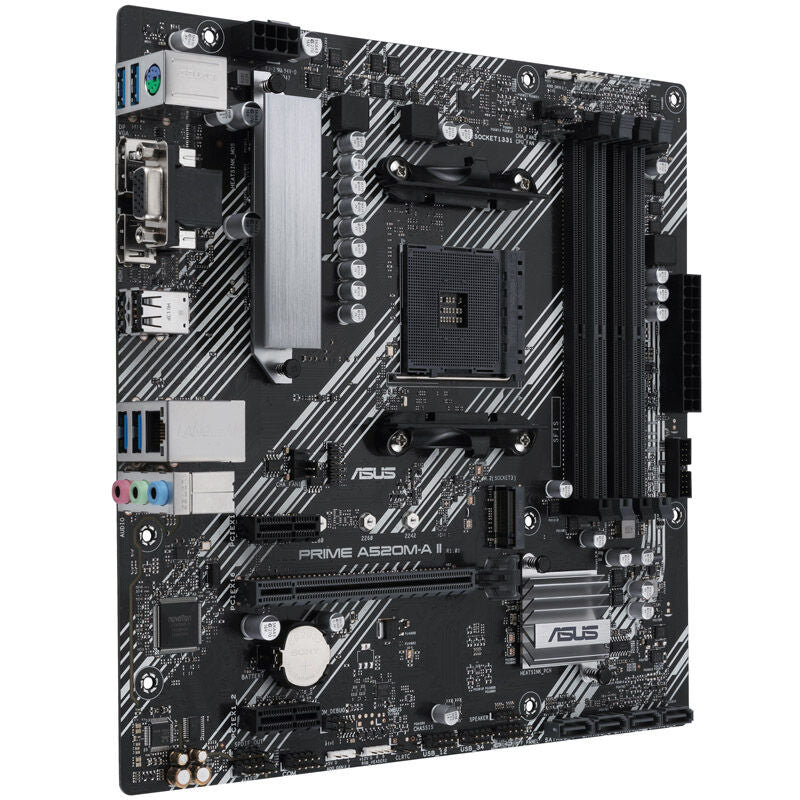 Sidebilde av ASUS Prime A520M-A II CSM hovedkort Micro-ATX
