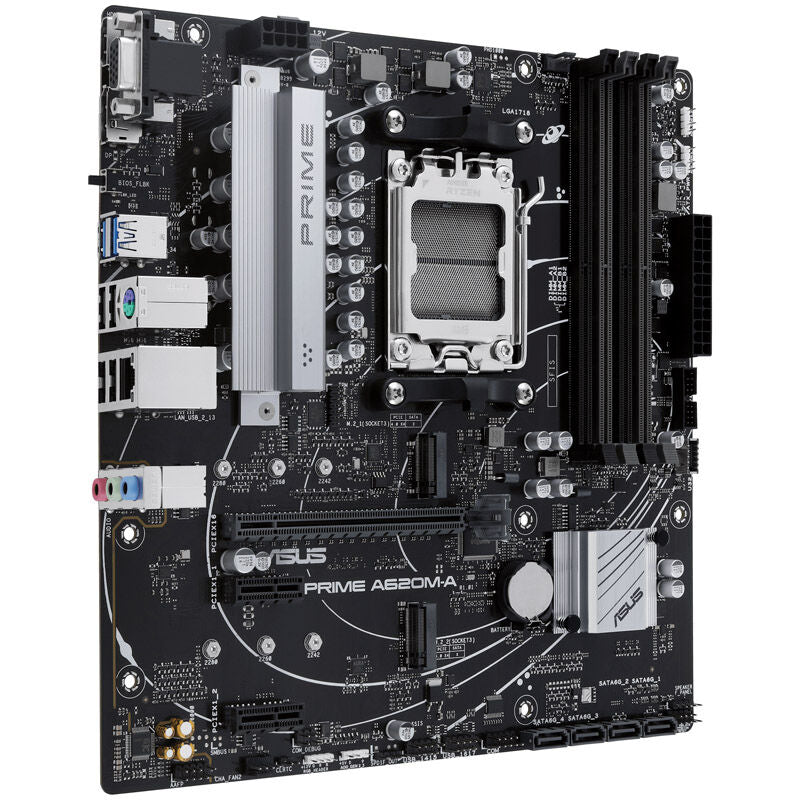 Oversikt over ASUS Prime A620M-A-CSM hovedkort tilkoblinger
