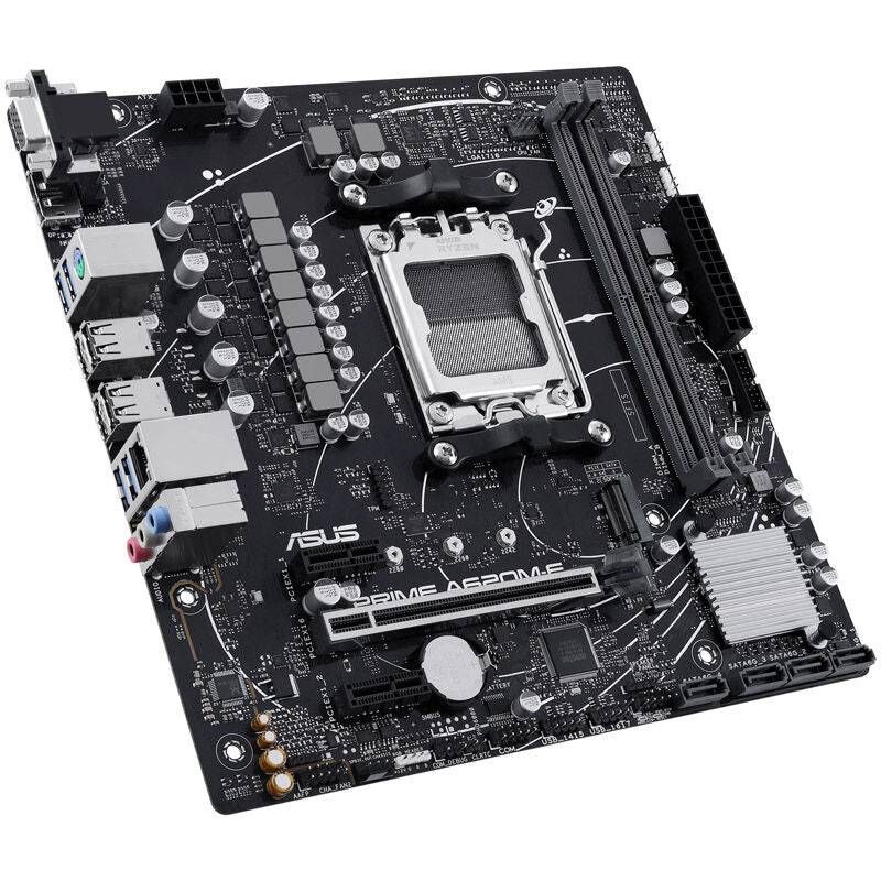 Baksiden av ASUS Prime A620M-E-CSM hovedkort
