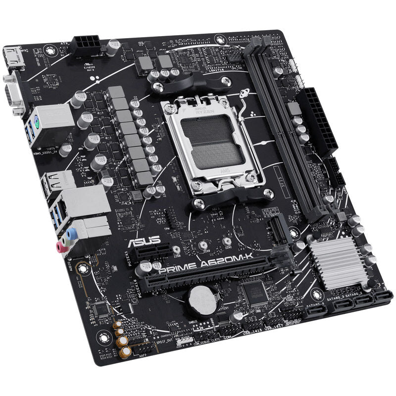 Baksiden av ASUS Prime A620M-K hovedkort