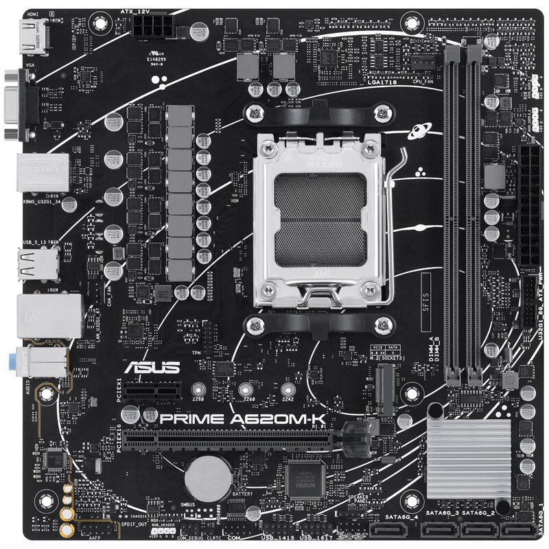 Detaljbilde av ASUS Prime A620M-K hovedkortets PCIe-spor