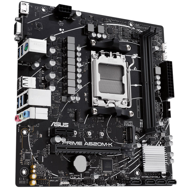 Nærbilde av ASUS Prime A620M-K hovedkortets RAM-slots