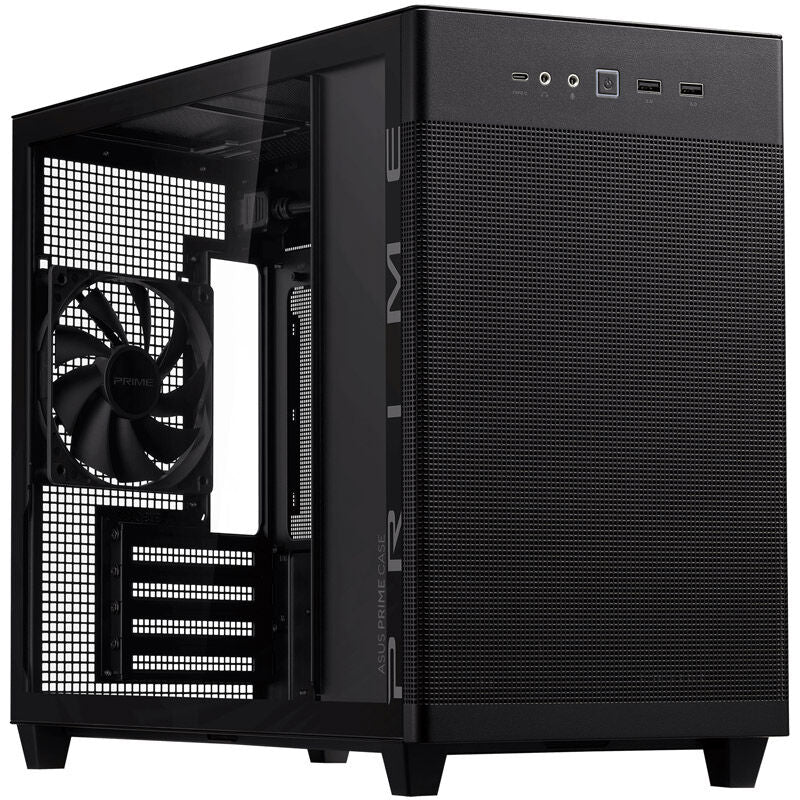 ASUS Prime AP201 kabinett Micro-ATX herdet glass svart forfra