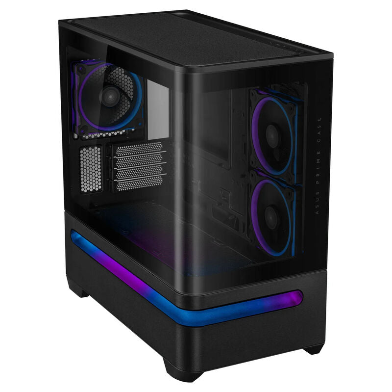 Bakside av ASUS Prime AP202 ARGB kabinett midtårn mATX herdet glass svart
