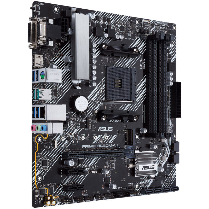 ASUS PRIME B450M-A II hovedkortets bakre I/O-porter