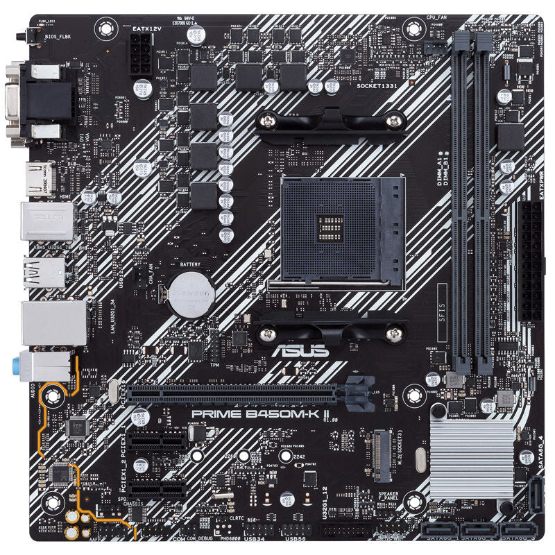 Detaljbilde av ASUS PRIME B450M-K II hovedkort