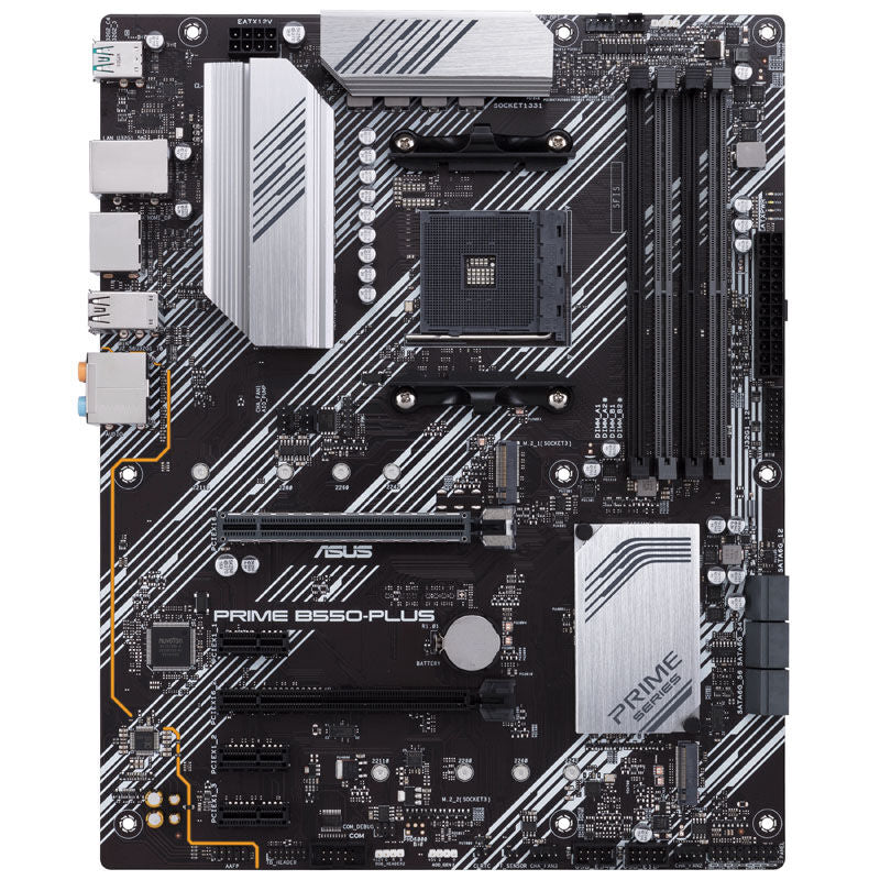 Detalj av ASUS Prime B550-Plus hovedkort