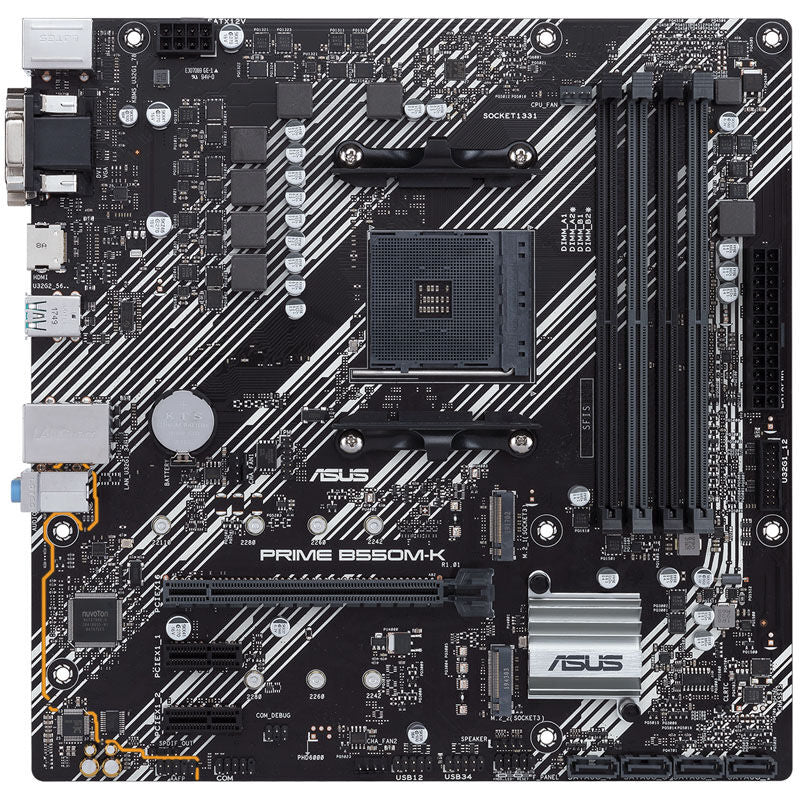 ASUS Prime B550M-K hovedkort detalj av PCIe spor