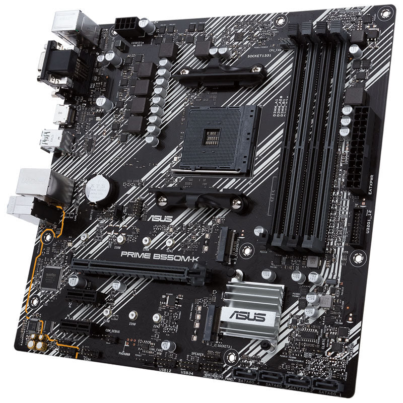 ASUS Prime B550M-K hovedkort montert i PC-kabinett