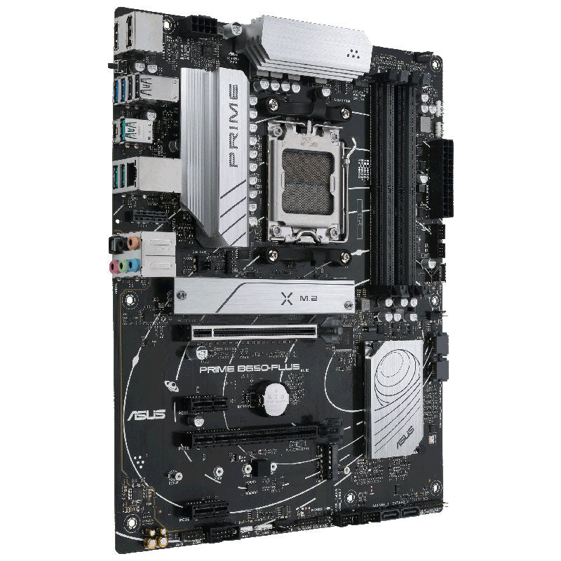 Detalj av ASUS Prime B650-Plus hovedkort komponenter